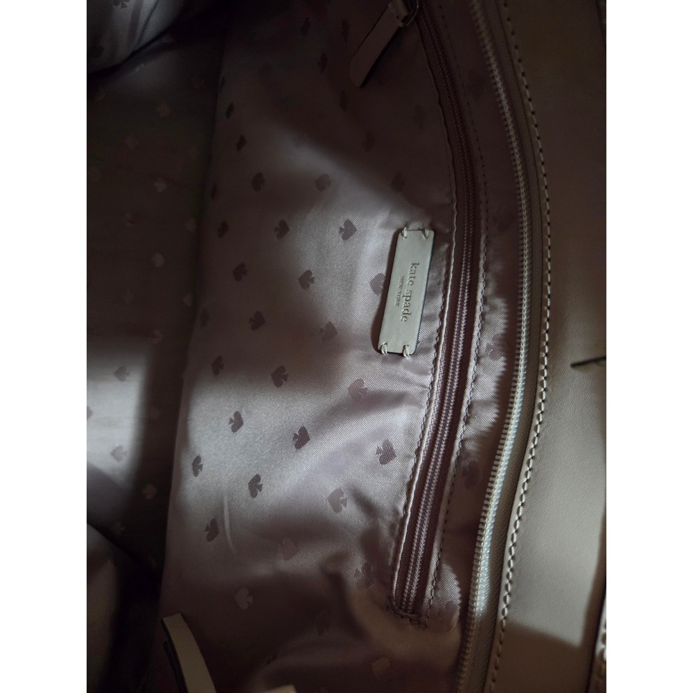 Kate Spade New York Two Tone Leather Tote Bag Cream Pink Colorblock Shoulder Bag - Picture 7 of 8
